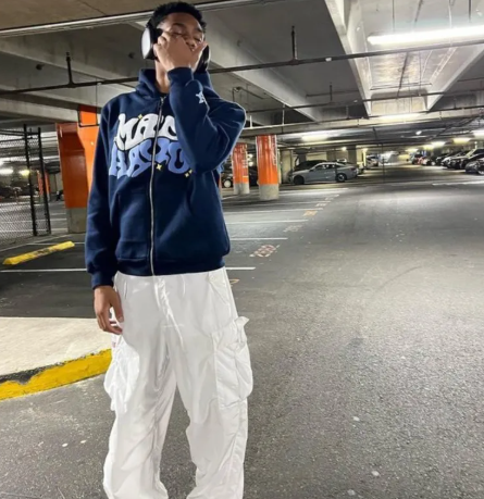 Printed Black Zip Hoodie