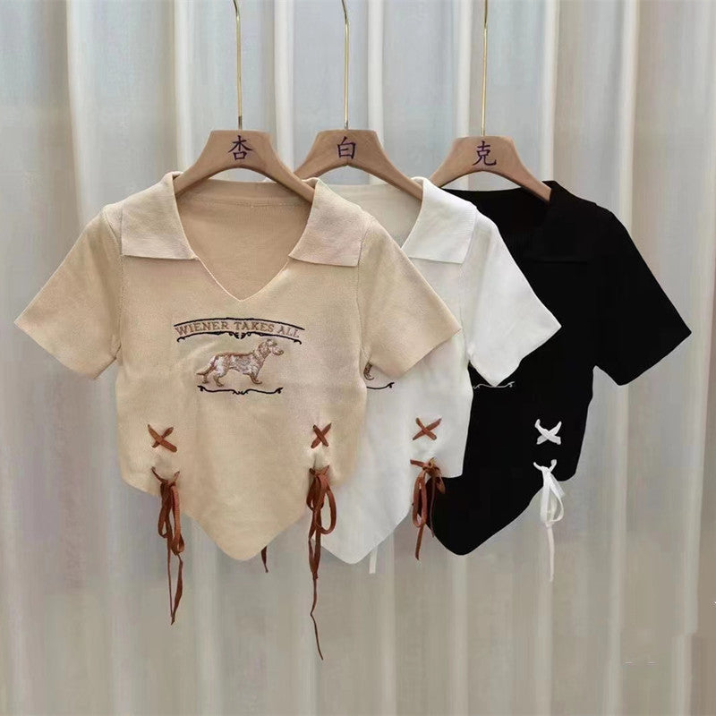 HELIAR Women Y2K Slim Crop Top with Patchwork Design